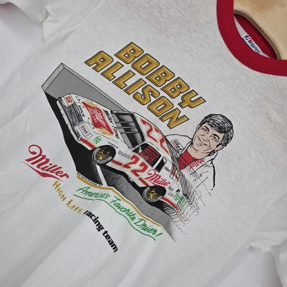 Bobby Allison Miller High Life Racing T-Shirt Nascar Mens USA Vintage Hanes 80s